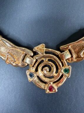Vintage Leritz Gold-Plated Spiral with Colorful Gems Necklace & Earrings Set